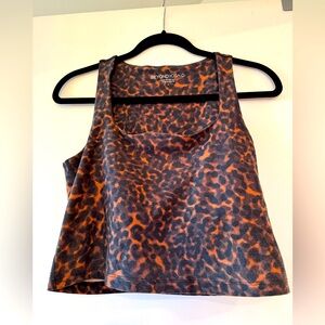 Beyond Yoga Chai Tortoise SoftMark Square Neck Cropped Tank.